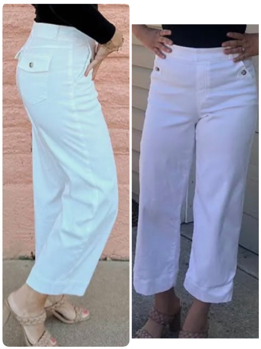 SPANX White Cropped Wide-Leg Trousers with Flap Pockets - Picture 3 of 13